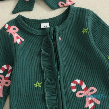 Aqua-Baby Girl áo liền quần dài tay, cổ O, dây kéo, họa tiết Kẹo mía & bánh gừng, băng đô - 235.872 VND 7