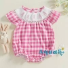 Aqua-Baby Girl Áo liền quần kẻ sọc thỏ thêu mùa hè, bay tay thoáng mát