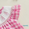 Aqua-Baby Girl Áo liền quần kẻ sọc thỏ thêu mùa hè, bay tay thoáng mát 6