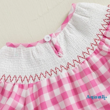 Aqua-Baby Girl Áo liền quần kẻ sọc thỏ thêu mùa hè, bay tay thoáng mát 7