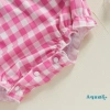 Aqua-Baby Girl Áo liền quần kẻ sọc thỏ thêu mùa hè, bay tay thoáng mát 8