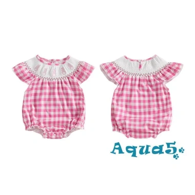 Aqua-Baby Girl Áo liền quần kẻ sọc thỏ thêu mùa hè, bay tay thoáng mát 9