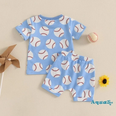 Aqua-Baby Quần Short Bé Trai Tập Đi Họa Bóng Chày + Áo Thun Co Giãn Tay Ngắn – Giá Ưu Đãi 214.845₫ 4