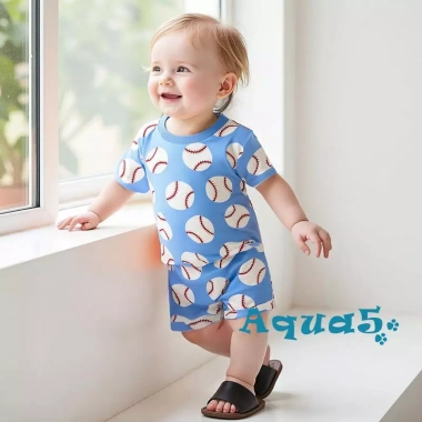 Aqua-Baby Quần Short Bé Trai Tập Đi Họa Bóng Chày + Áo Thun Co Giãn Tay Ngắn – Giá Ưu Đãi 214.845₫ 9