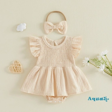 Aqua Baby Romper Đầm Nơ Mùa Hè Vải Lanh Cotton Giá 190.630 VND (giảm 238.288 VND) 3
