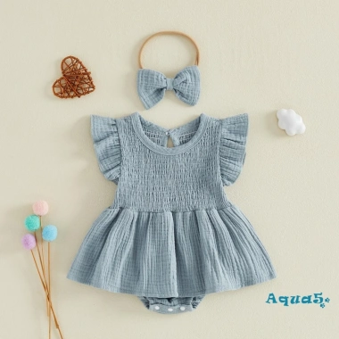 Aqua Baby Romper Đầm Nơ Mùa Hè Vải Lanh Cotton Giá 190.630 VND (giảm 238.288 VND) 4