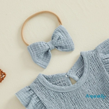 Aqua Baby Romper Đầm Nơ Mùa Hè Vải Lanh Cotton Giá 190.630 VND (giảm 238.288 VND) 6