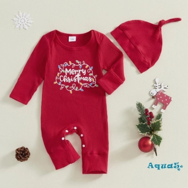 Aqua-Christmas Bộ 2 Mảnh Hươu Cổ Tròn Dài Tay + Áo Liền Thân, Mũ Quần Ngày Lễ Trẻ Sơ Sinh - Giá 186.516 VND 2
