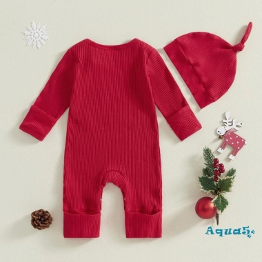 Aqua-Christmas Bộ 2 Mảnh Hươu Cổ Tròn Dài Tay + Áo Liền Thân, Mũ Quần Ngày Lễ Trẻ Sơ Sinh - Giá 186.516 VND 3