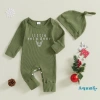 Aqua-Christmas Bộ 2 Mảnh Hươu Cổ Tròn Dài Tay + Áo Liền Thân, Mũ Quần Ngày Lễ Trẻ Sơ Sinh - Giá 186.516 VND 4