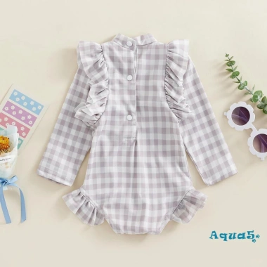 Aqua Đồ Bơi Bikini Tay Dài Cổ Tròn In Hoa Kẻ Ô Mùa Hè Bé Gái 158.976₫