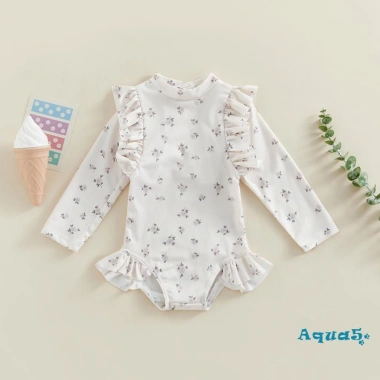 Aqua Đồ Bơi Bikini Tay Dài Cổ Tròn In Hoa Kẻ Ô Mùa Hè Bé Gái 158.976₫