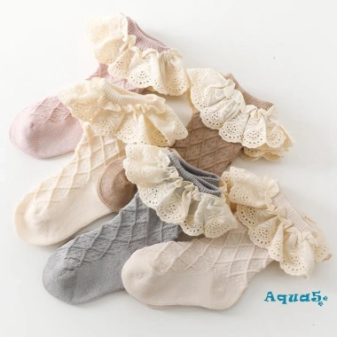 Aqua Giày Vớ Cotton Mắt Cá Chân Nhún Bèo Ren Cho Bé Gái 0-2 Tuổi Giá 54.432 VND