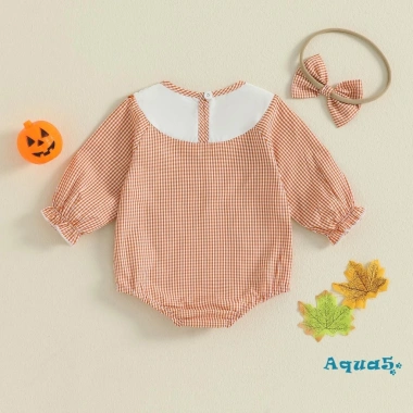 Aqua-Newborn Trang Phục Halloween Bé Gái Kẻ Sọc Chữ Thêu Áo Liền Quần Dài + Nơ Băng Đô 2 Mảnh Mùa Thu Giá Ưu Đãi 184.896 VND 2