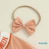 Aqua-Newborn Trang Phục Halloween Bé Gái Kẻ Sọc Chữ Thêu Áo Liền Quần Dài + Nơ Băng Đô 2 Mảnh Mùa Thu Giá Ưu Đãi 184.896 VND 3