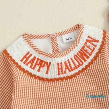Aqua-Newborn Trang Phục Halloween Bé Gái Kẻ Sọc Chữ Thêu Áo Liền Quần Dài + Nơ Băng Đô 2 Mảnh Mùa Thu Giá Ưu Đãi 184.896 VND 4