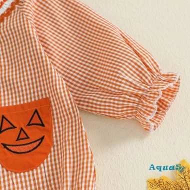 Aqua-Newborn Trang Phục Halloween Bé Gái Kẻ Sọc Chữ Thêu Áo Liền Quần Dài + Nơ Băng Đô 2 Mảnh Mùa Thu Giá Ưu Đãi 184.896 VND 5