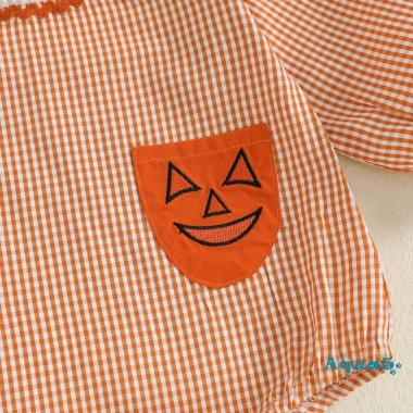 Aqua-Newborn Trang Phục Halloween Bé Gái Kẻ Sọc Chữ Thêu Áo Liền Quần Dài + Nơ Băng Đô 2 Mảnh Mùa Thu Giá Ưu Đãi 184.896 VND 6