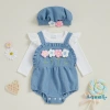 Aqua Romper Bé Gái Thêu Hoa Tay Dài Cổ Tròn Đôi 2 Chiếc Giá Ưu Đãi 220.860₫