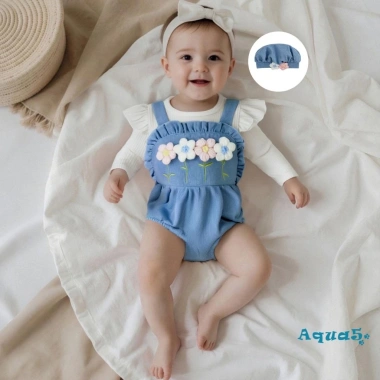 Aqua Romper Bé Gái Thêu Hoa Tay Dài Cổ Tròn Đôi 2 Chiếc Giá Ưu Đãi 220.860₫ 8