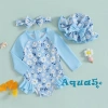 Aqua Toddler Bé Gái Rash Guard Áo Liền Quần In Hoa Đồ Bơi Mũ Bơi Băng Đô 219.996₫ 2