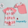 Aqua Toddler Girls Rash Guard Đồ Bơi Có Mũ Set 2 Chiếc Zip Up Tay Ngắn Cổ Tròn Siêu Thoải Mái 5