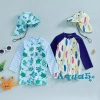 Aqua Toddler Rash Guard Bé Trai Đồ Bơi Ván Lướt Sóng Rùa In Dây Kéo Dài Tay và Mũ Bơi Giá Ưu Đãi 242k