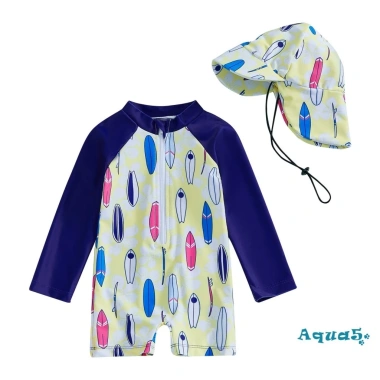 Aqua Toddler Rash Guard Bé Trai Đồ Bơi Ván Lướt Sóng Rùa In Dây Kéo Dài Tay và Mũ Bơi Giá Ưu Đãi 242k 10