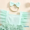 Aqua‑baby Bé gái 2 Bộ Trang Phục Mùa Hè Ruffle Không Tay, Thắt Nút Lưng, Áo Liền Quần và Băng Đô – 221.724₫ 5
