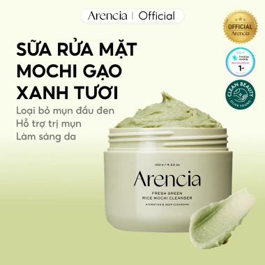Arencia Sữa rửa mặt Mochi Gạo Xanh Tươi 120g - Làm sạch, Cấp ẩm, Xóa mụn đầu đen, Giá ưu đãi 373k