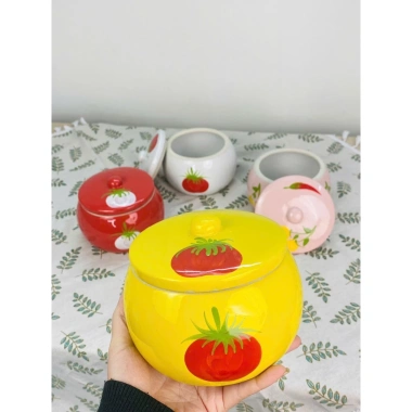 Âu sứ tròn nắp đậy đa năng - Đựng mỡ, dưa cà, mứt, hạt - Xinh xắn, sạch sẽ, giảm giá 139k