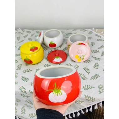 Âu sứ tròn nắp đậy đa năng - Đựng mỡ, dưa cà, mứt, hạt - Xinh xắn, sạch sẽ, giảm giá 139k