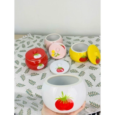 Âu sứ tròn nắp đậy đa năng - Đựng mỡ, dưa cà, mứt, hạt - Xinh xắn, sạch sẽ, giảm giá 139k
