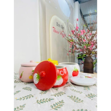 Âu sứ tròn nắp đậy đa năng - Đựng mỡ, dưa cà, mứt, hạt - Xinh xắn, sạch sẽ, giảm giá 139k