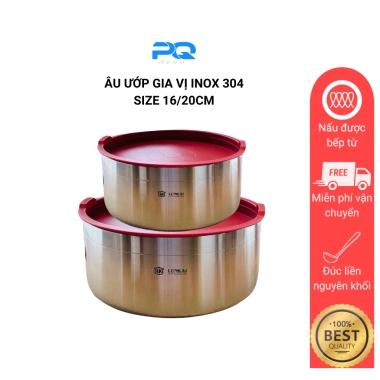 Âu trộn bột ướp thịt nướng inox 18/10 Lunkai - Tô thố salad có nắp silicon bảo quản tủ lạnh, giảm giá 299.000 VND