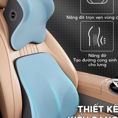 AutoX D Gối đầu & tựa lưng ô tô - Cao su non, cotton thoáng khí, giảm mỏi - 104.000₫