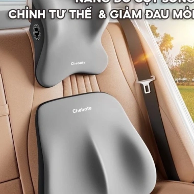 AutoX D Gối đầu & tựa lưng ô tô - Cao su non, cotton thoáng khí, giảm mỏi - 104.000₫