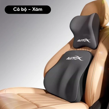 AutoX D Gối đầu & tựa lưng ô tô - Cao su non, cotton thoáng khí, giảm mỏi - 104.000₫