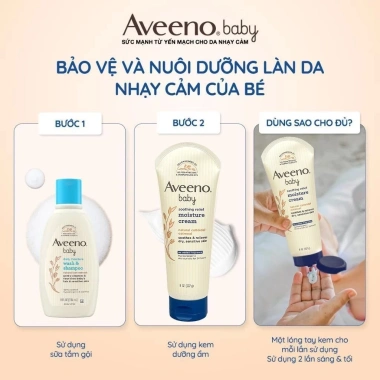 Aveeno Baby Kem dưỡng và sữa dưỡng da khô nhạy cảm Daily Moisture 227g - Giá chỉ 198.999₫