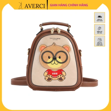 AVERCI Balo Nữ Hai Ngăn Khoá Đồng Đen Nâu Hình Gấu Beibaobao Dễ Thương 465.000₫