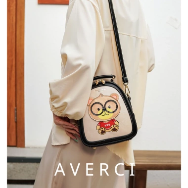 AVERCI Balo Nữ Hai Ngăn Khoá Đồng Đen Nâu Hình Gấu Beibaobao Dễ Thương 465.000₫