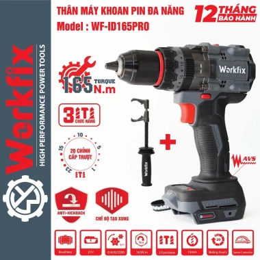 AVS Workfix WF-ID165PRO Máy Khoan Không Dây 165Nm, Tạo Xung, Antikickback, Giảm Rung - Giá Ưu Đãi 1.598.000đ 7