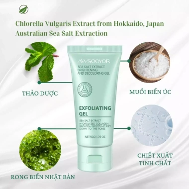 AWSOOYOR Gel Tẩy Tế Bào Chết Chlorella 50g - Da mịn, kiểm soát dầu, dịu nhẹ, giá 23.900₫ 4 AWSOOYOR Gel Tẩy Tế Bào Chết Chlorella 50g - Da mịn, kiểm soát dầu, dịu nhẹ, giá 23.900₫ 4