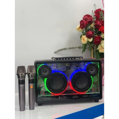 AZPro PA-424 Loa karaoke xách tay vỏ gỗ bọc da 4 đường tiếng, 2 bass, 2 tép Giá 21tr