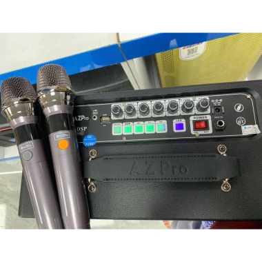 AZPro PA-424 Loa karaoke xách tay vỏ gỗ bọc da 4 đường tiếng, 2 bass, 2 tép Giá 21tr