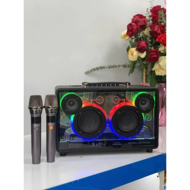 AZPro PA-424 Loa karaoke xách tay vỏ gỗ bọc da 4 đường tiếng, 2 bass, 2 tép Giá 21tr