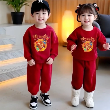 B-SET Bộ Đồ Tết 2.026 cho bé trai bé gái da cá mềm mịn, độ dày vừa, thích hợp thu đông 7-40kg - Giá ưu đãi 100.100 VND