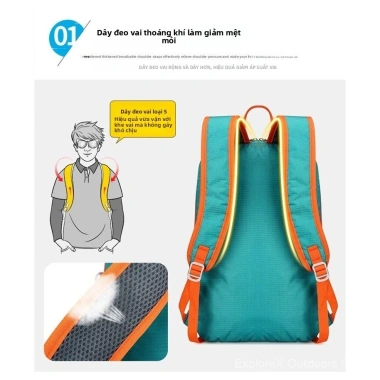 Ba lô chống nước thể thao, nhẹ gập gọn, phù hợp đi bộ đường dài & xe đạp 3