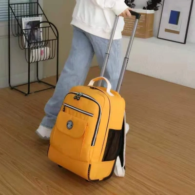 Ba Lô Đi Học Nylon Chống Thấm, Chống Mài Mòn, Bánh Xe & Kéo Kép, Sức Chứa Lớn 1.07 Triệu