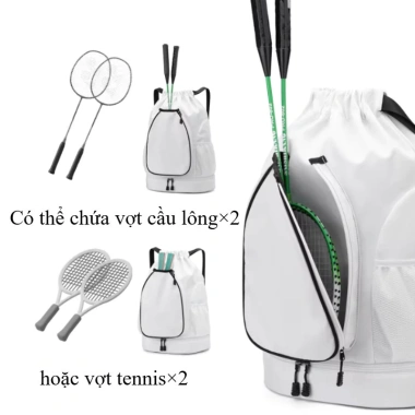 Ba lô đựng vợt thể thao nhẹ nylon - Túi tập gym dây rút, phù hợp cầu lông, chỉ 220k (Giá gốc 264k)